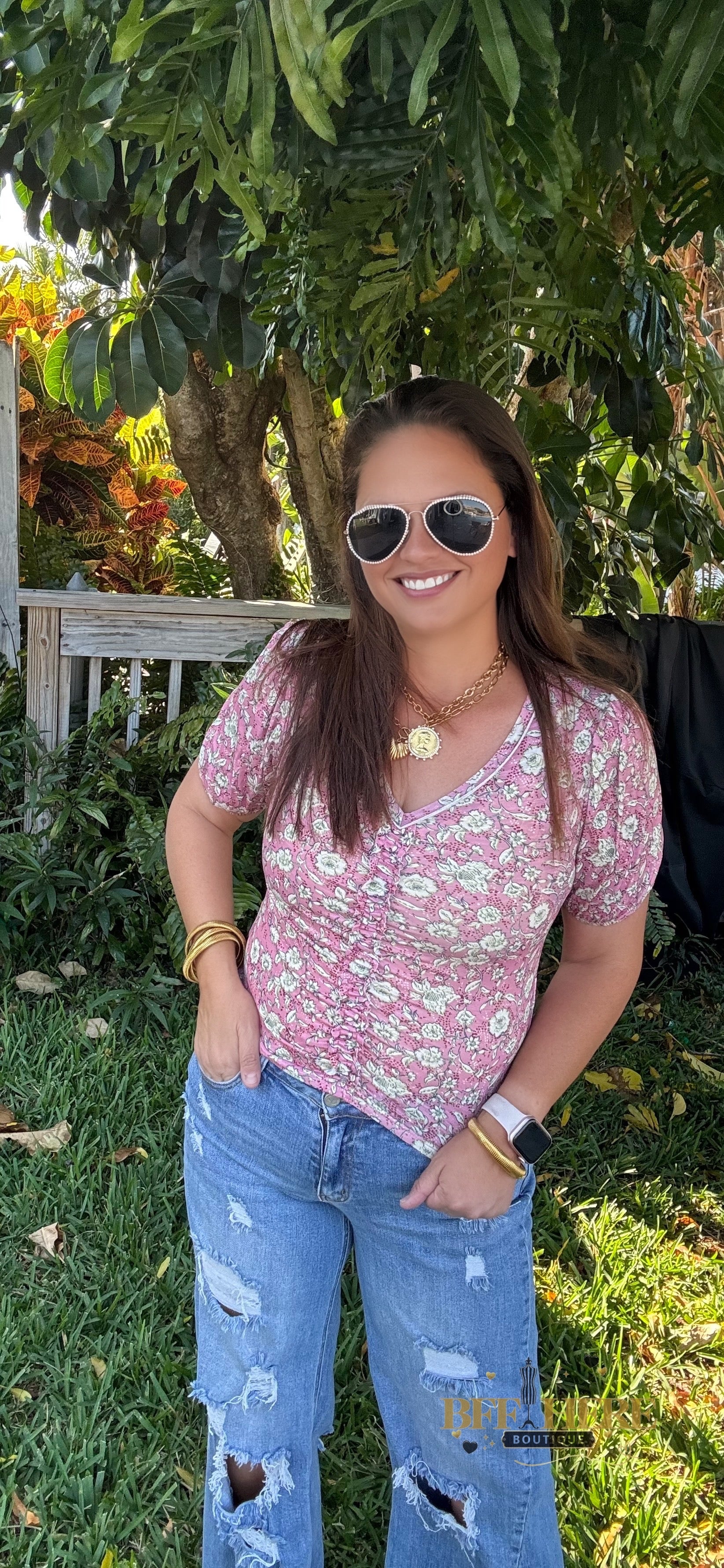 Vintage Bloom Ruched Top - BFF Here