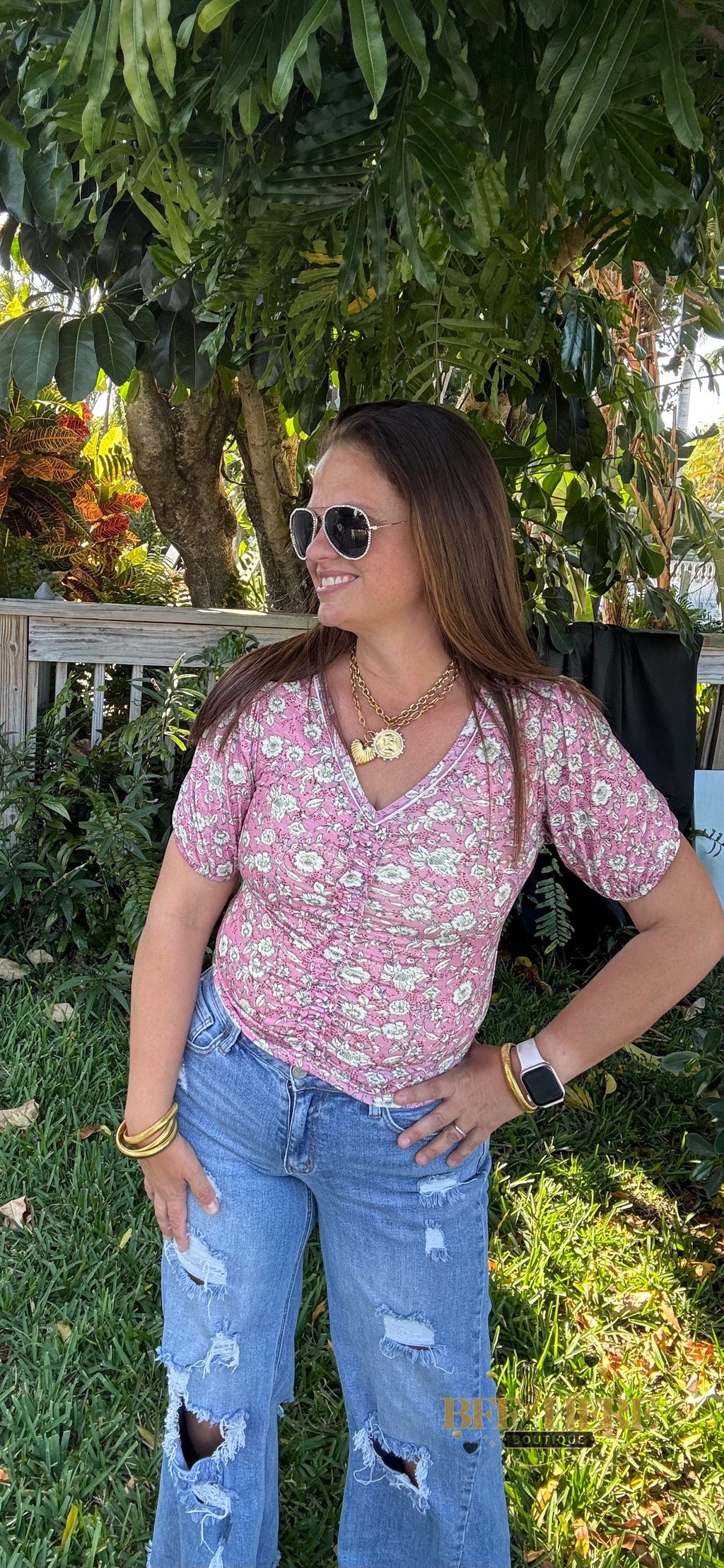 Vintage Bloom Ruched Top - BFF Here