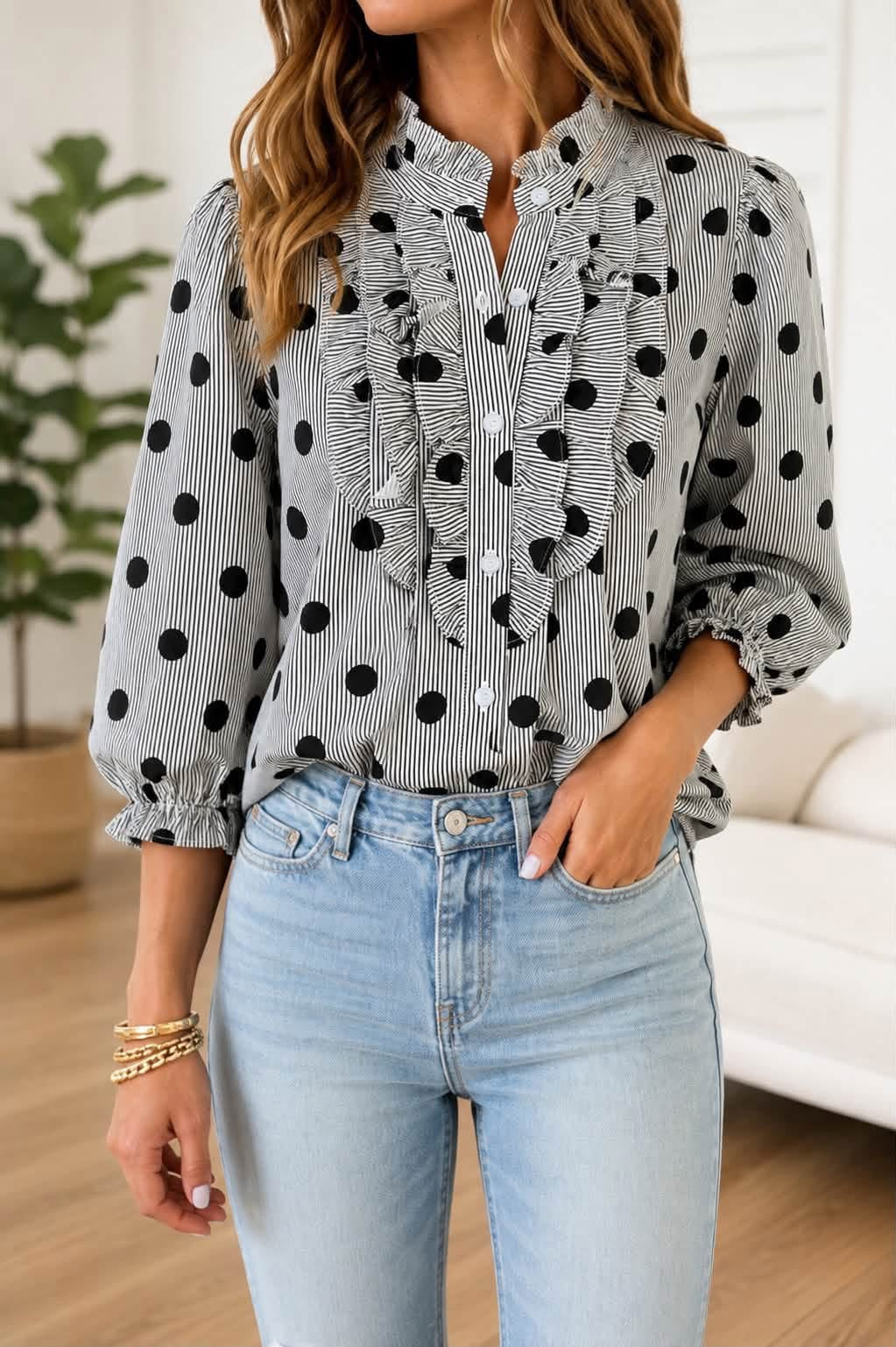 PREORDER: Dot Your Way Ruffle Top (ETA: September)