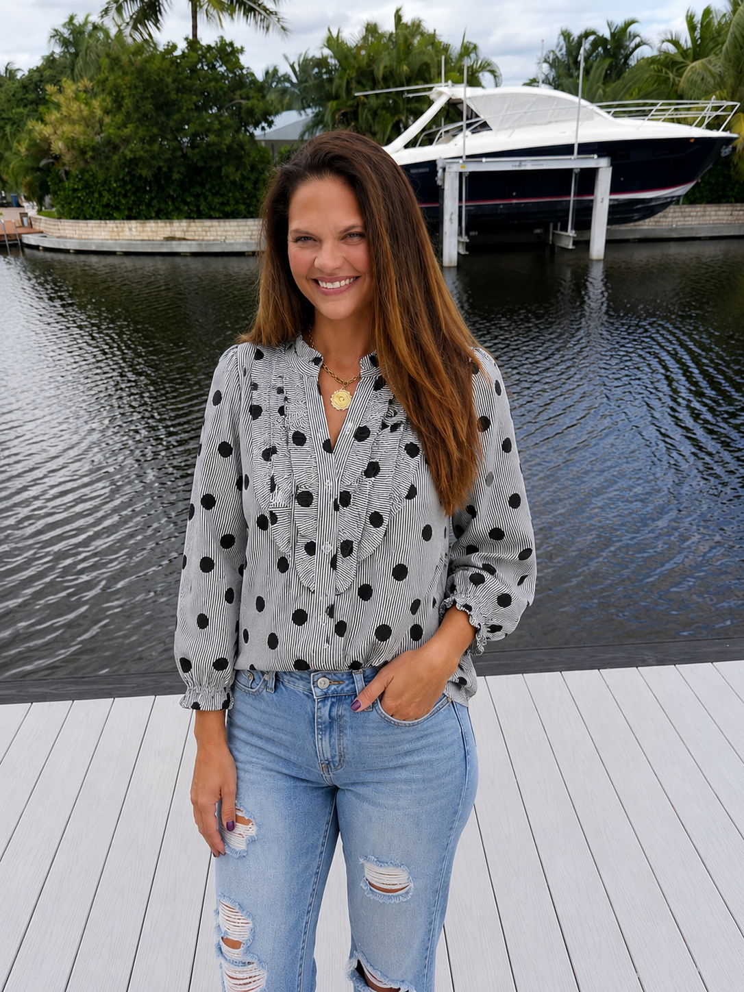PREORDER: Dot Your Way Ruffle Top (ETA: September)