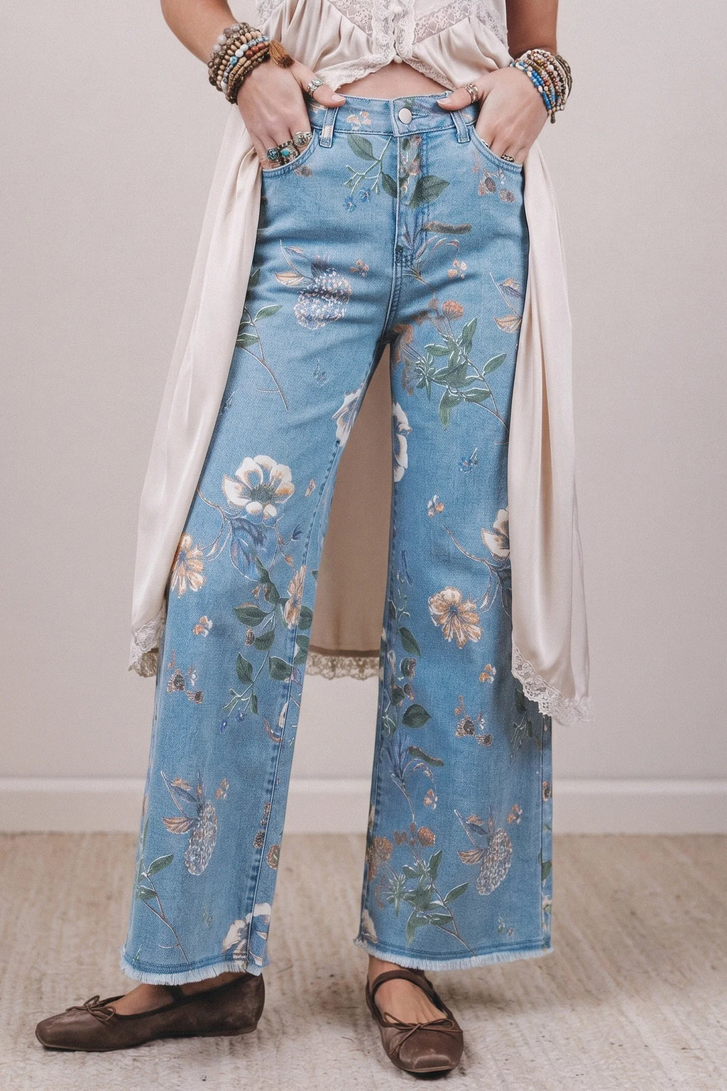 PREORDER: Petals & Denim Wide Leg Jeans (ETA: September / October )