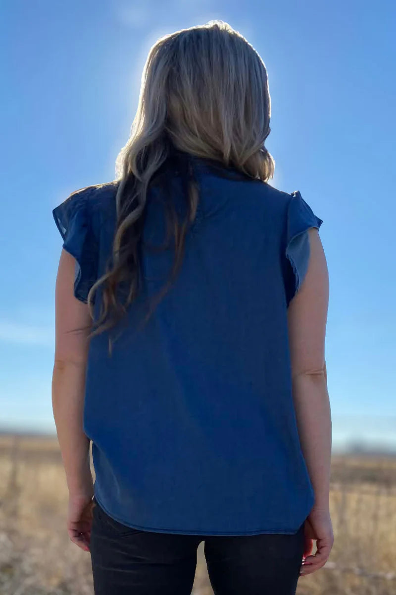 Babydoll Top Denim / Dark Wash by Sterling Kreek - BFF Here