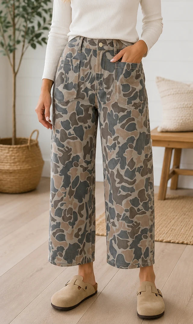 PREORDER: Camo State of Mind Wide Leg Pants (ETA: September / October )