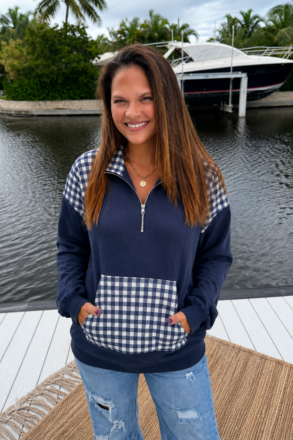 PREORDER: Check Me Out Half Zip Pullover (ETA: September / October)