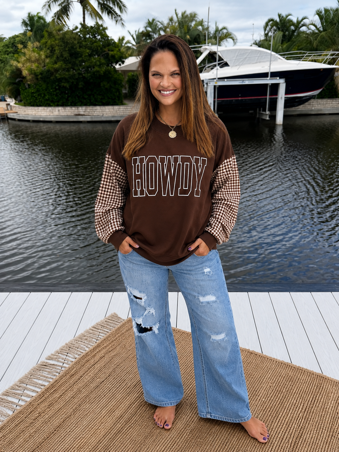 PREORDER: Howdy Honey Gingham Sweatshirt (ETA: September / October) (Copy)