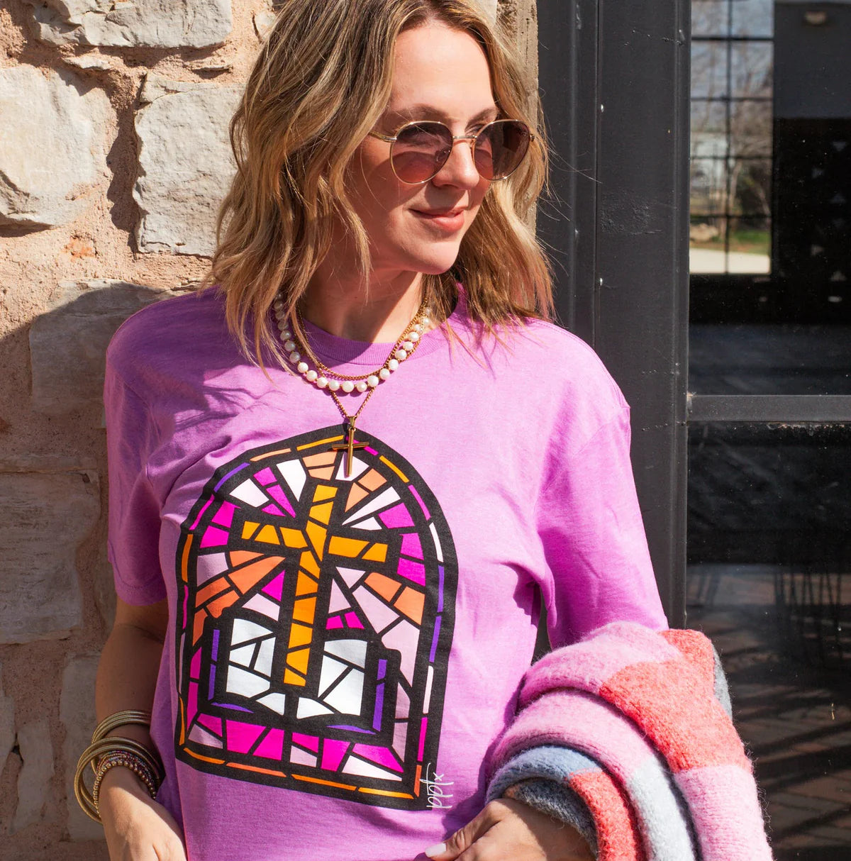 Stained Glass Cross Tee - BFF Here