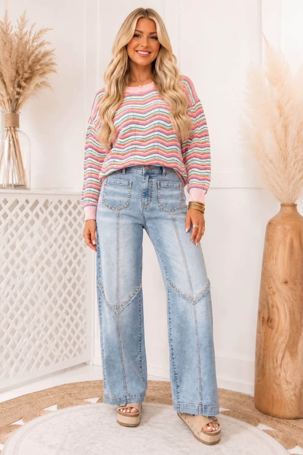 PREORDER: Cotton Candy Skies Chevron Sweater  (ETA: October)