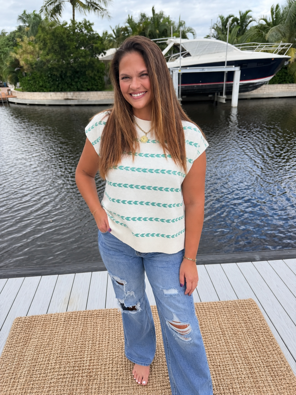 Turquoise Trails Sleeveless Sweater Top by Sterling Kreek (Ships 1-2 weeks)