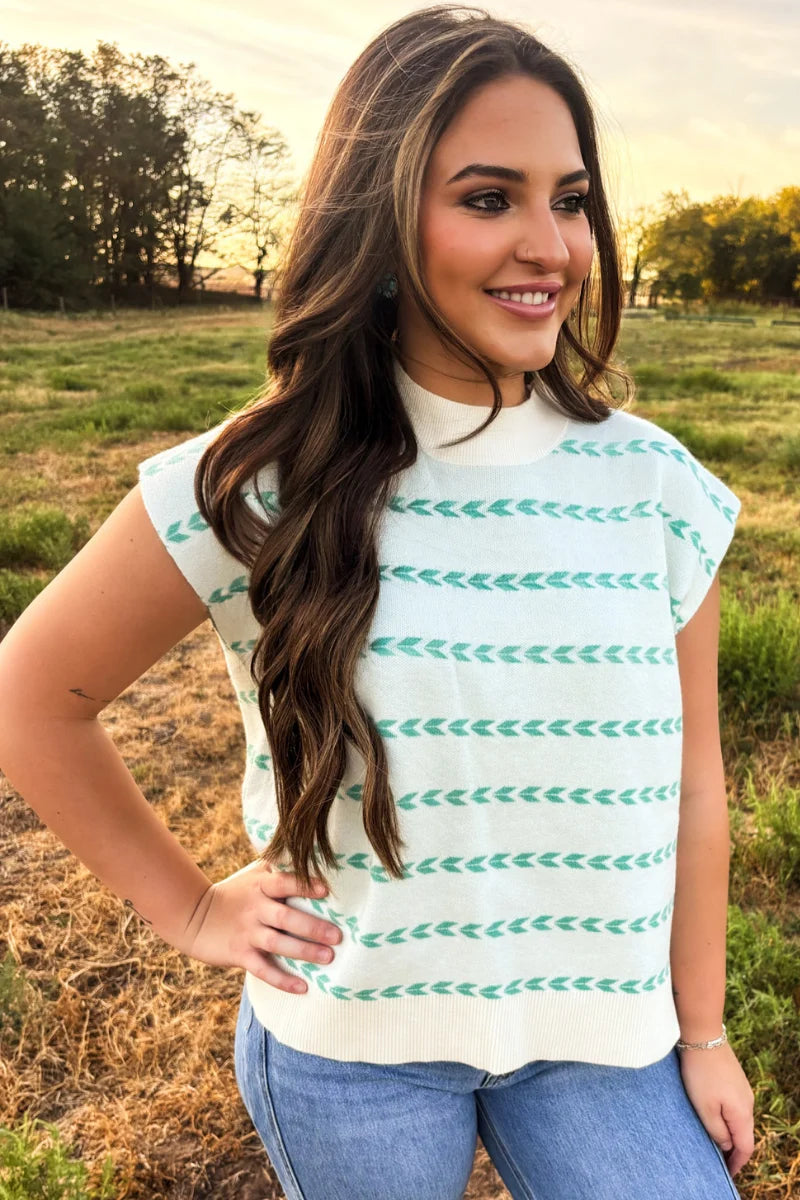 Turquoise Trails Sleeveless Sweater Top by Sterling Kreek (Ships 1-2 weeks)