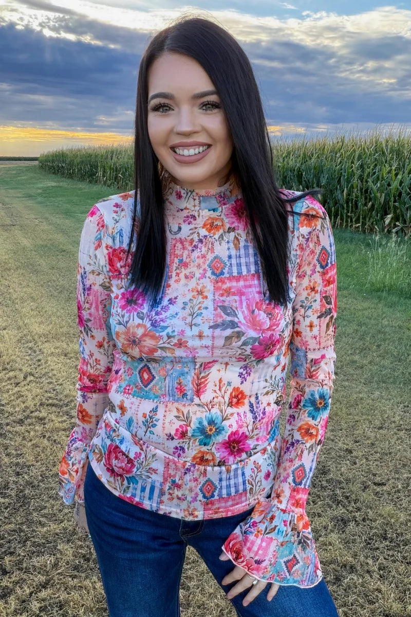 Patchwork Prairie Mesh Top by Sterling Kreek (Ships 1-2 weeks)