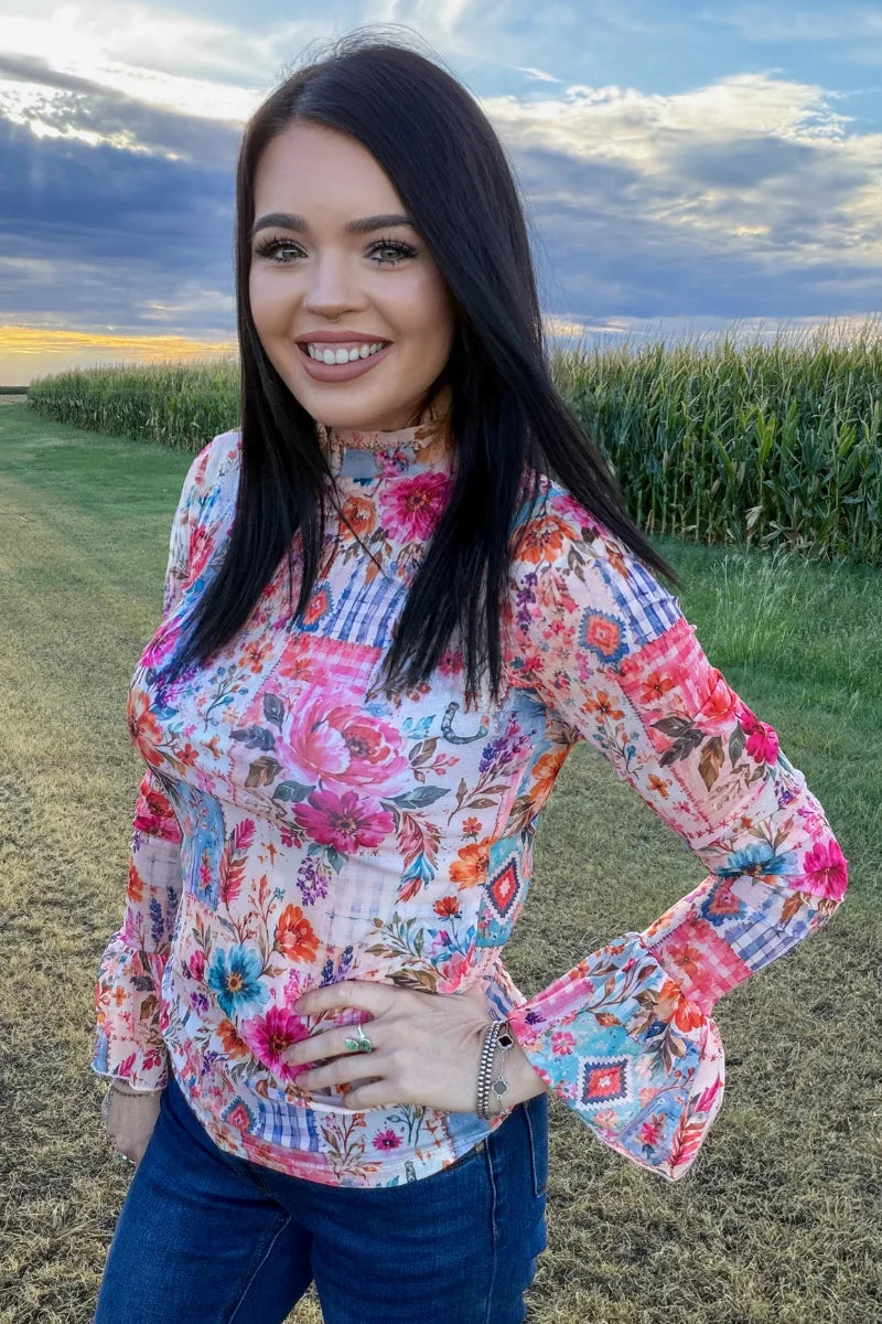 Patchwork Prairie Mesh Top by Sterling Kreek (Ships 1-2 weeks)