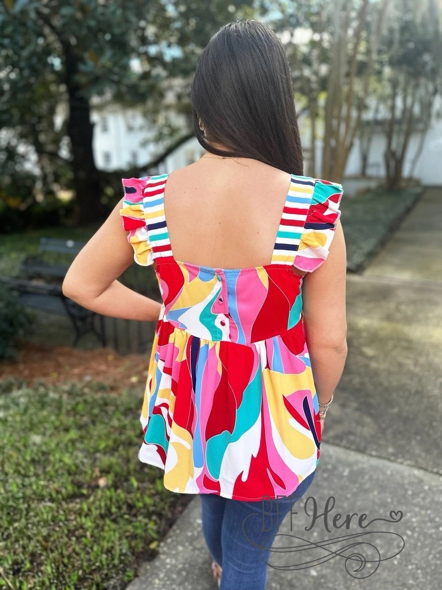 Splash of Joy: Abstract Art Top - BFF Here