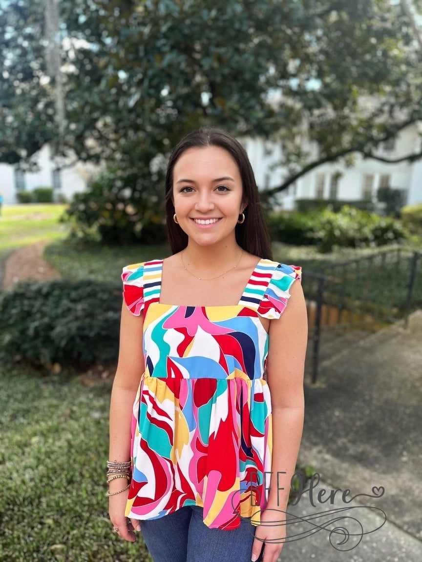 Splash of Joy: Abstract Art Top - BFF Here