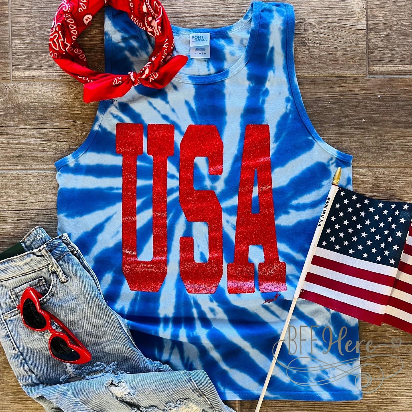 Star-Spangled Glitter Tank - A Patriotic Splash - BFF Here