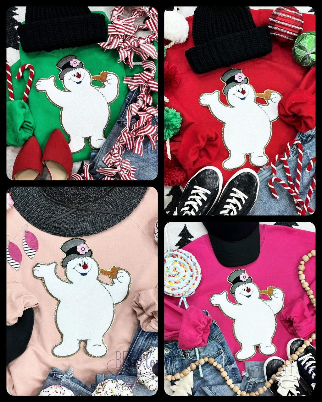 Chilly Charm: Frosty Chenille Patch Snuggle Sweatshirt / Choice of Color - BFF Here