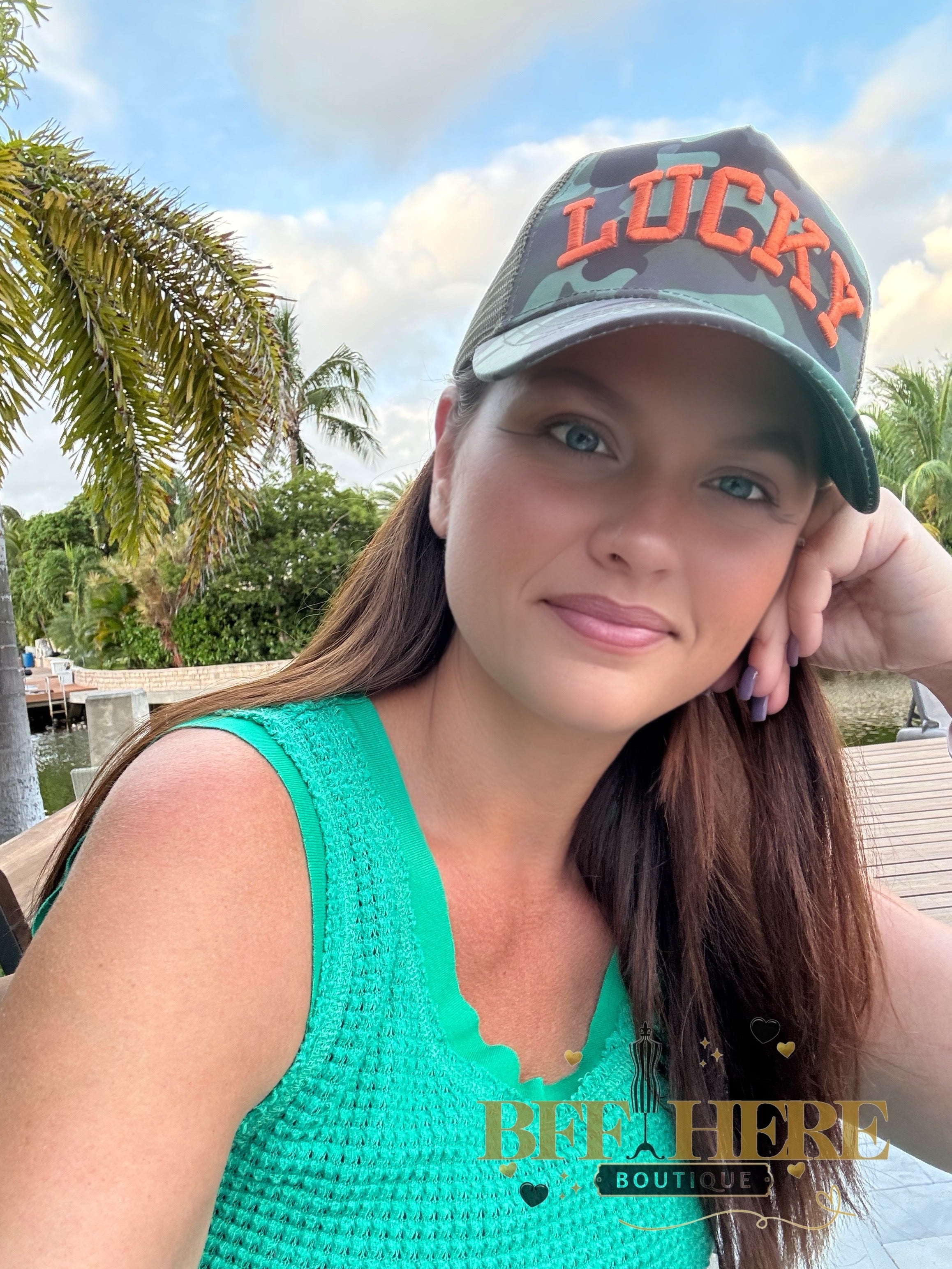 Lucky Camo Trucker Hat by Blakeley - BFF Here