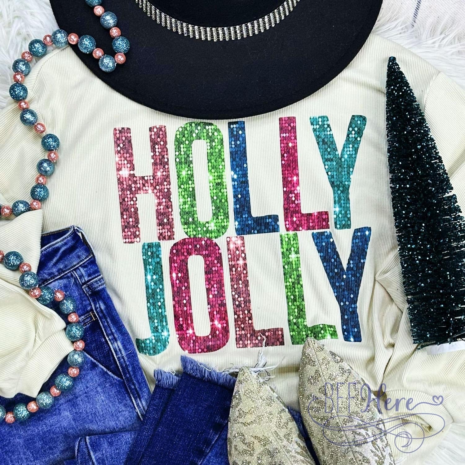 Yuletide Glitz: 'Holly Jolly' Sequin Ribbed Celebration Top - BFF Here