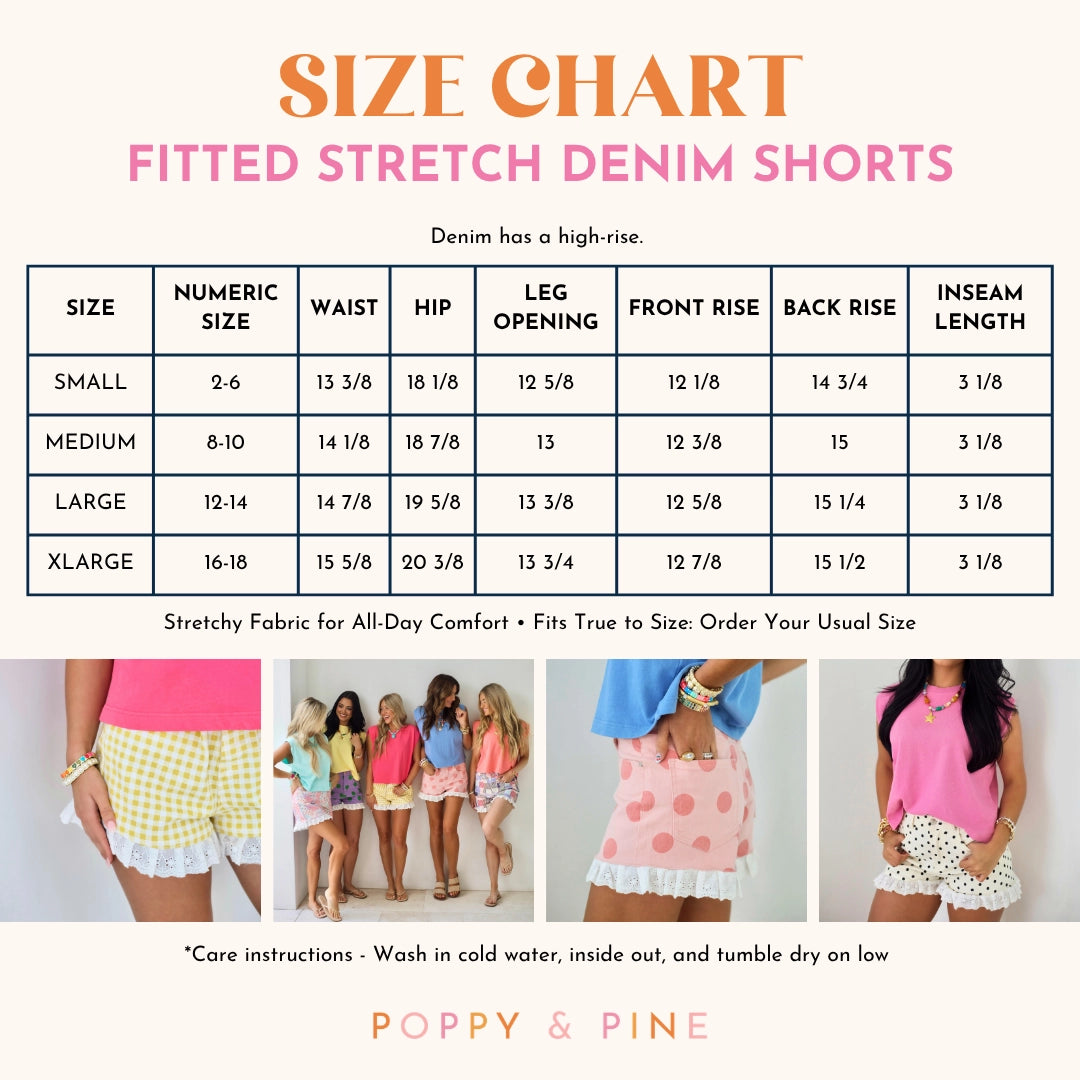 PREORDER: Yellow Dot Party Denim Ruffle Short / ARRAY by Poppy and Pine (ETA: October)