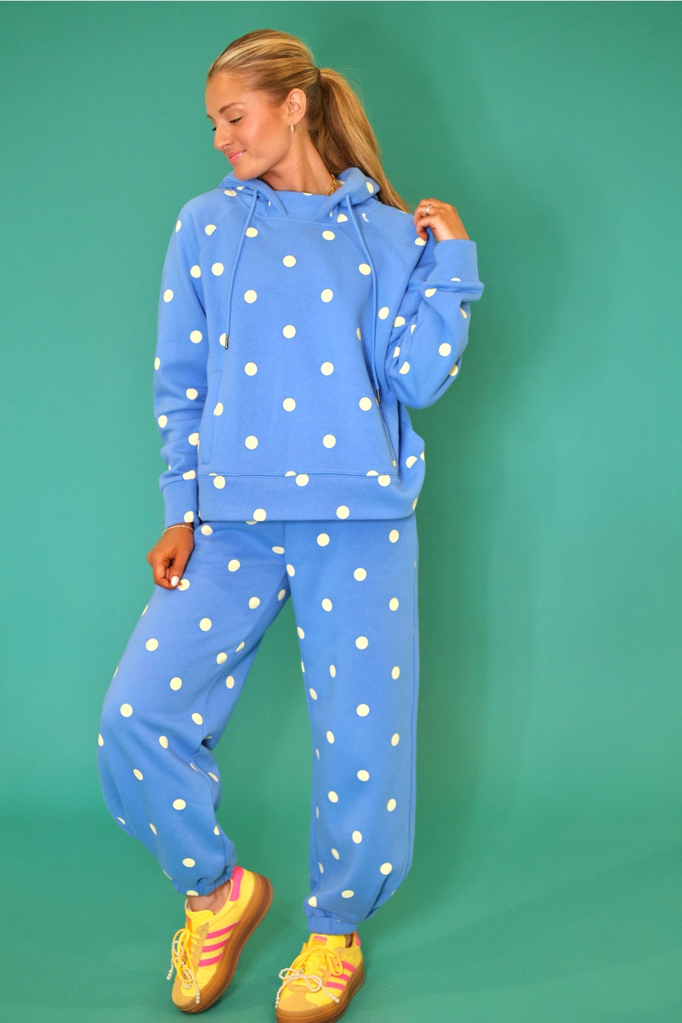 PREORDER: Blue Butter Polka Dot Sweatsuit Set - Hoodie & Sweatpants / ARRAY by Poppy and Pine (ETA: October)