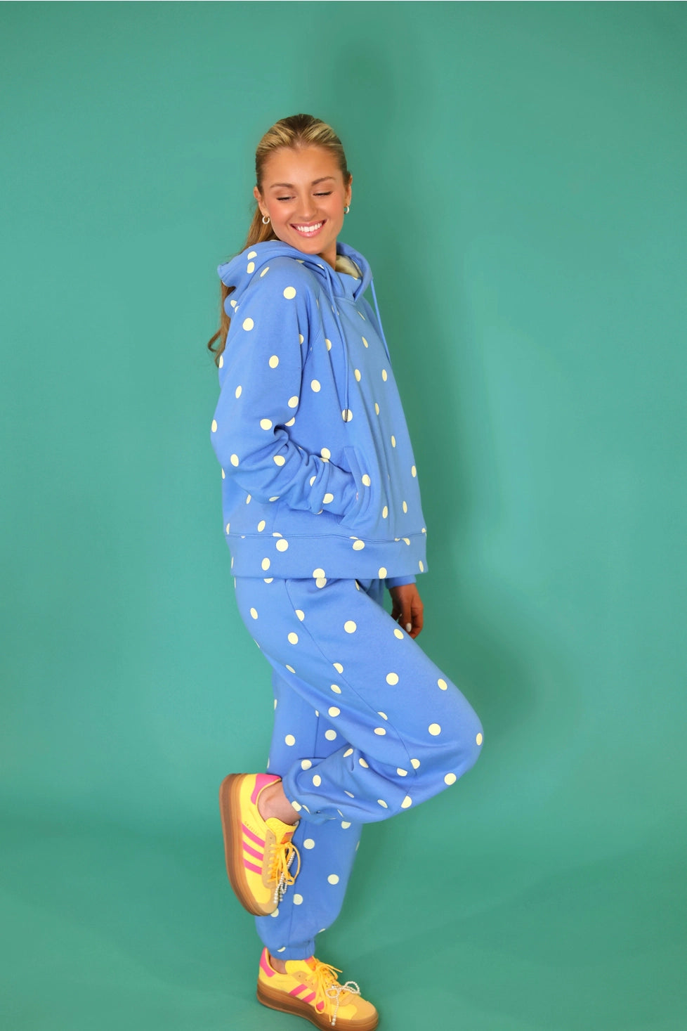 PREORDER: Blue Butter Polka Dot Sweatsuit Set - Hoodie & Sweatpants / ARRAY by Poppy and Pine (ETA: October)