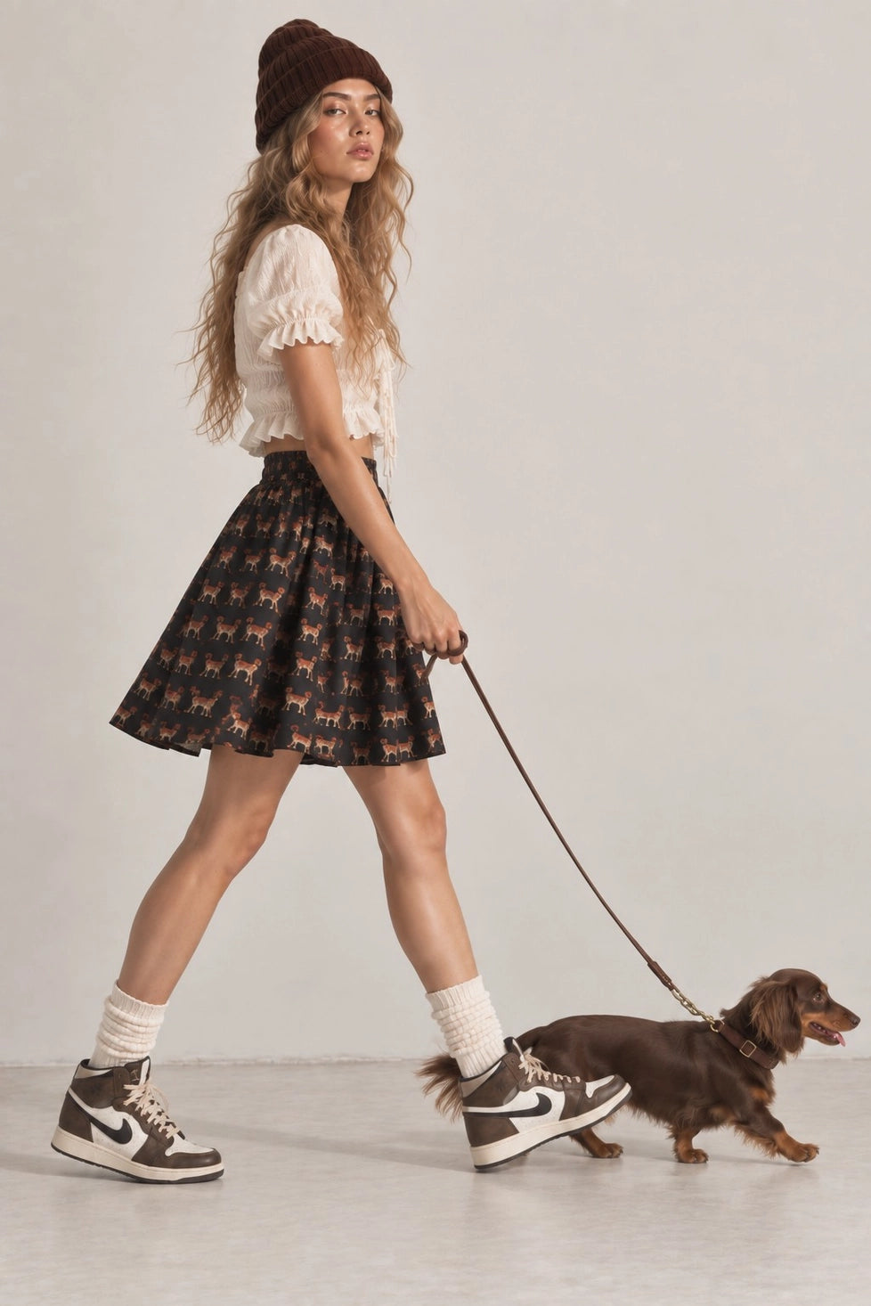 PREORDER: Dachshund Print Mini Skirt / ARRAY by Jade by Jane (ETA: November)