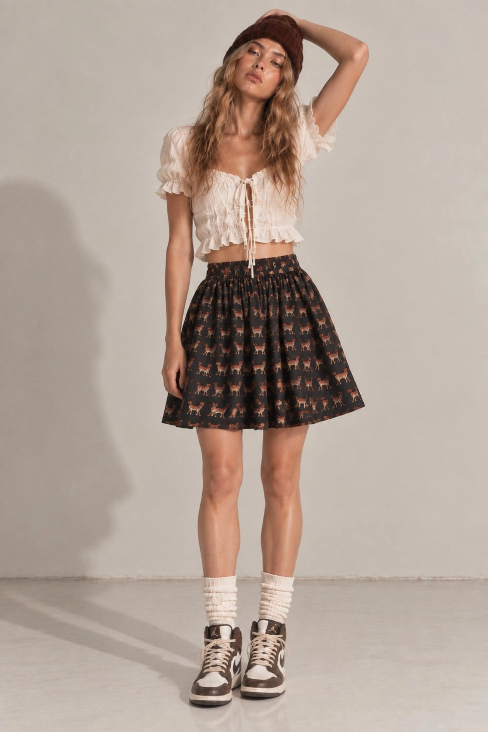 PREORDER: Dachshund Print Mini Skirt / ARRAY by Jade by Jane (ETA: November)