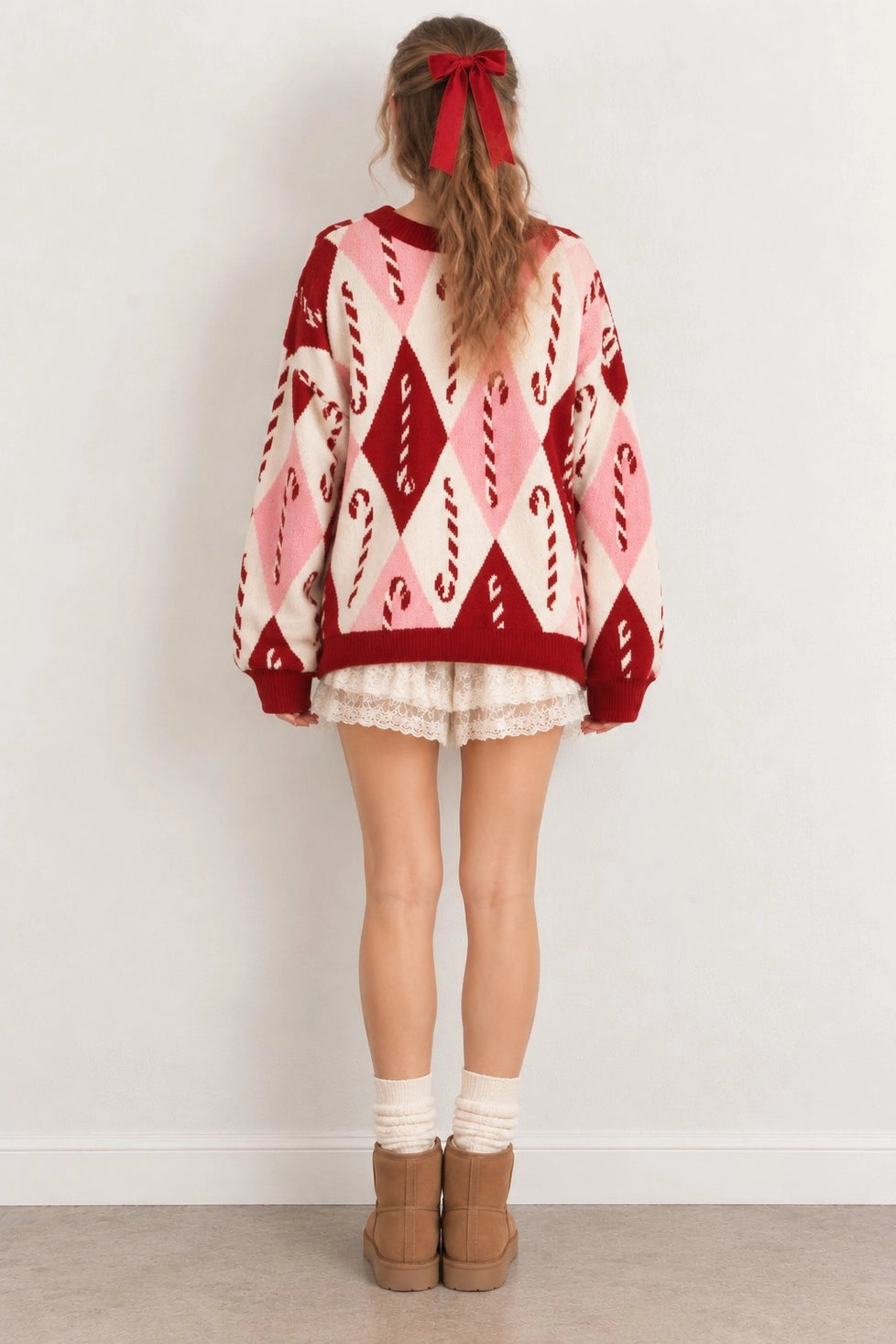 PREORDER: Candy Cane Argyle Sweater / ARRAY by Jade by Jane (ETA: November)