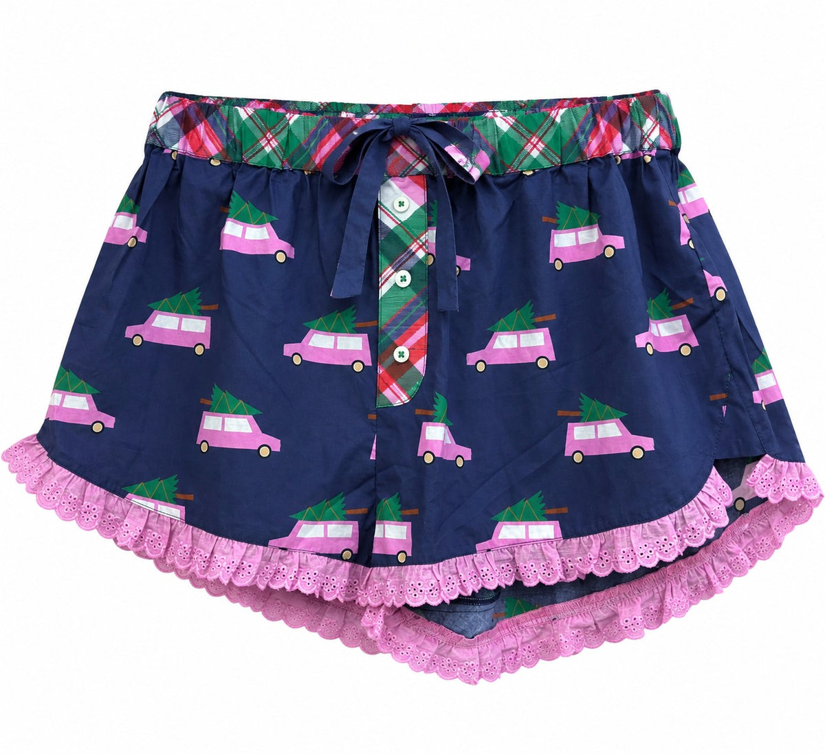 PREORDER: Christmas Tree Car Print Lounge Shorts / ARRAY by Jade by Jane (ETA: November)