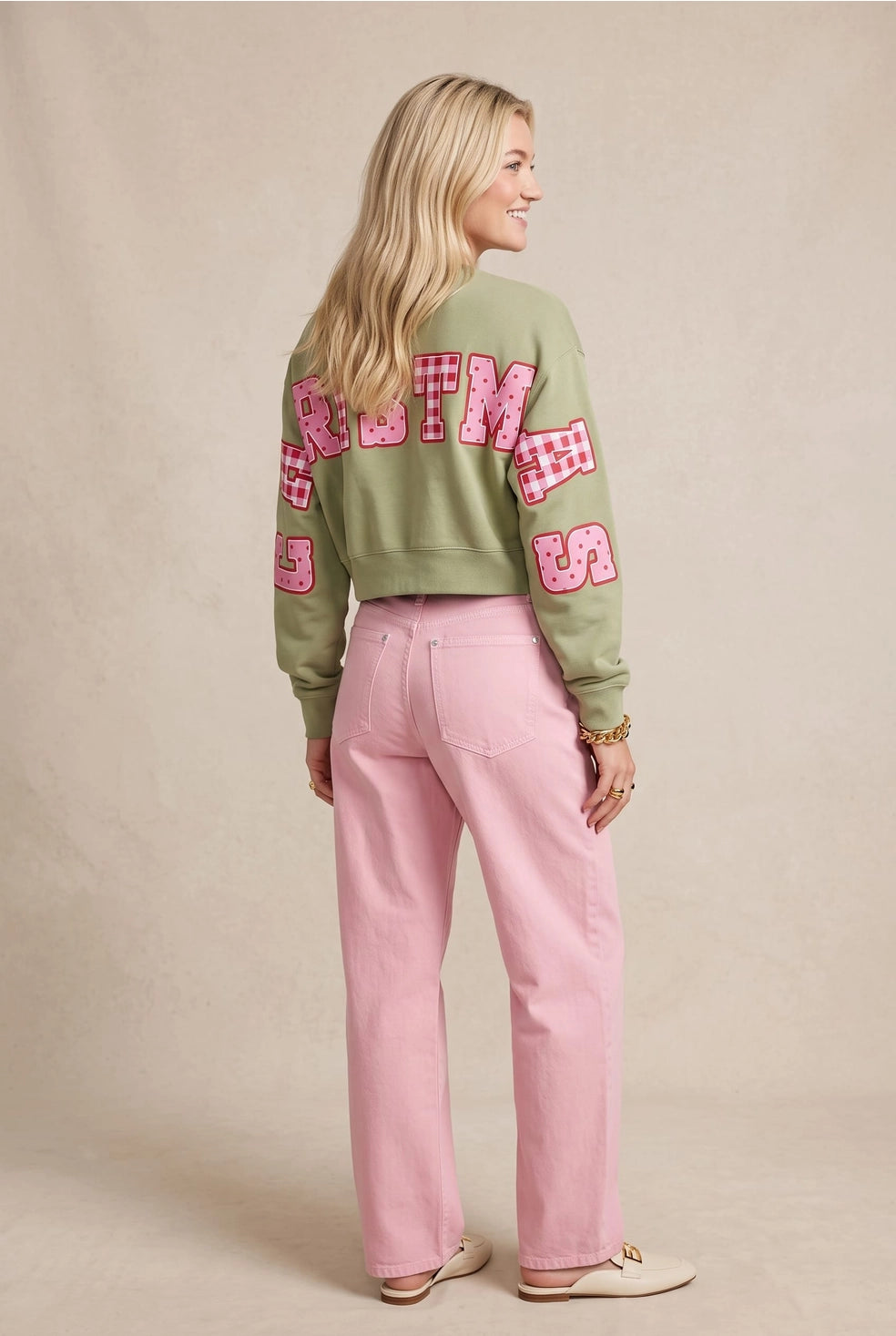 Merry Christmas Patch Pistachio Crop Sweatshirt / ARRAY by Southern Bliss (Ships 2-3 weeks)