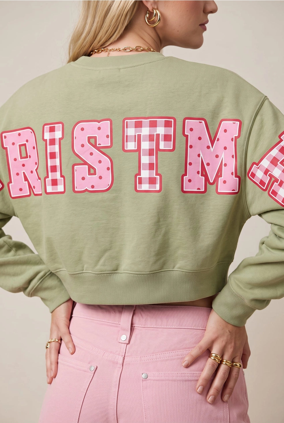Merry Christmas Patch Pistachio Crop Sweatshirt / ARRAY by Southern Bliss (Ships 2-3 weeks)