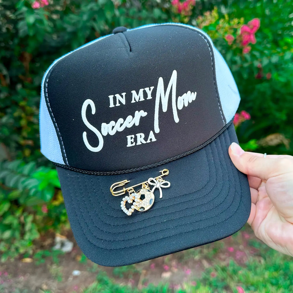 In My Soccer Mom Era Black/White Trucker Hat / ARRAY by Southern Bliss (Ships 2-3 weeks)