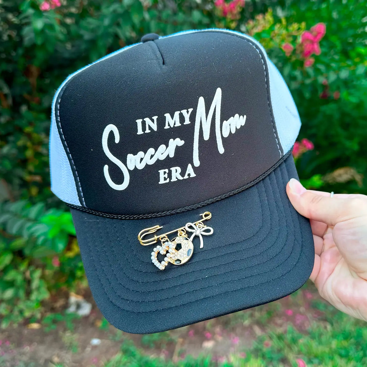 In My Soccer Mom Era Black/White Trucker Hat / ARRAY by Southern Bliss (Ships 2-3 weeks)