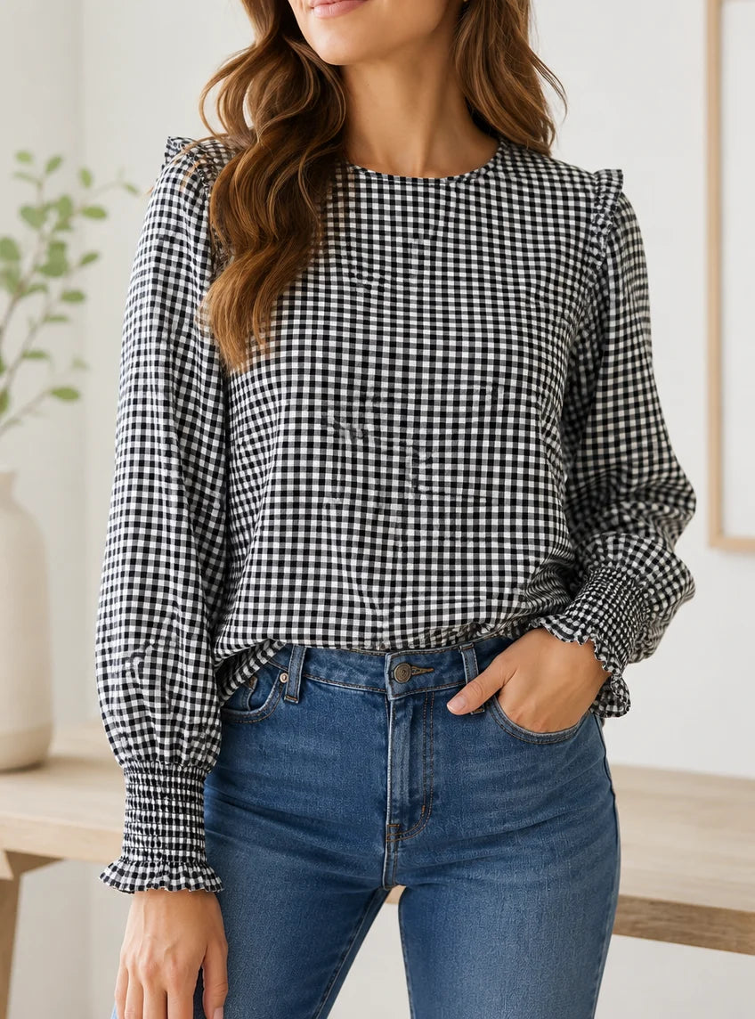 PREORDER: Check Please Gingham Blouse (ETA: November)