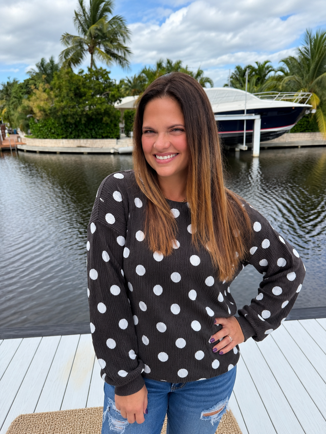 Dotty Darling Sweater Top / Black by Sterling Kreek (Ships 2-3 weeks)