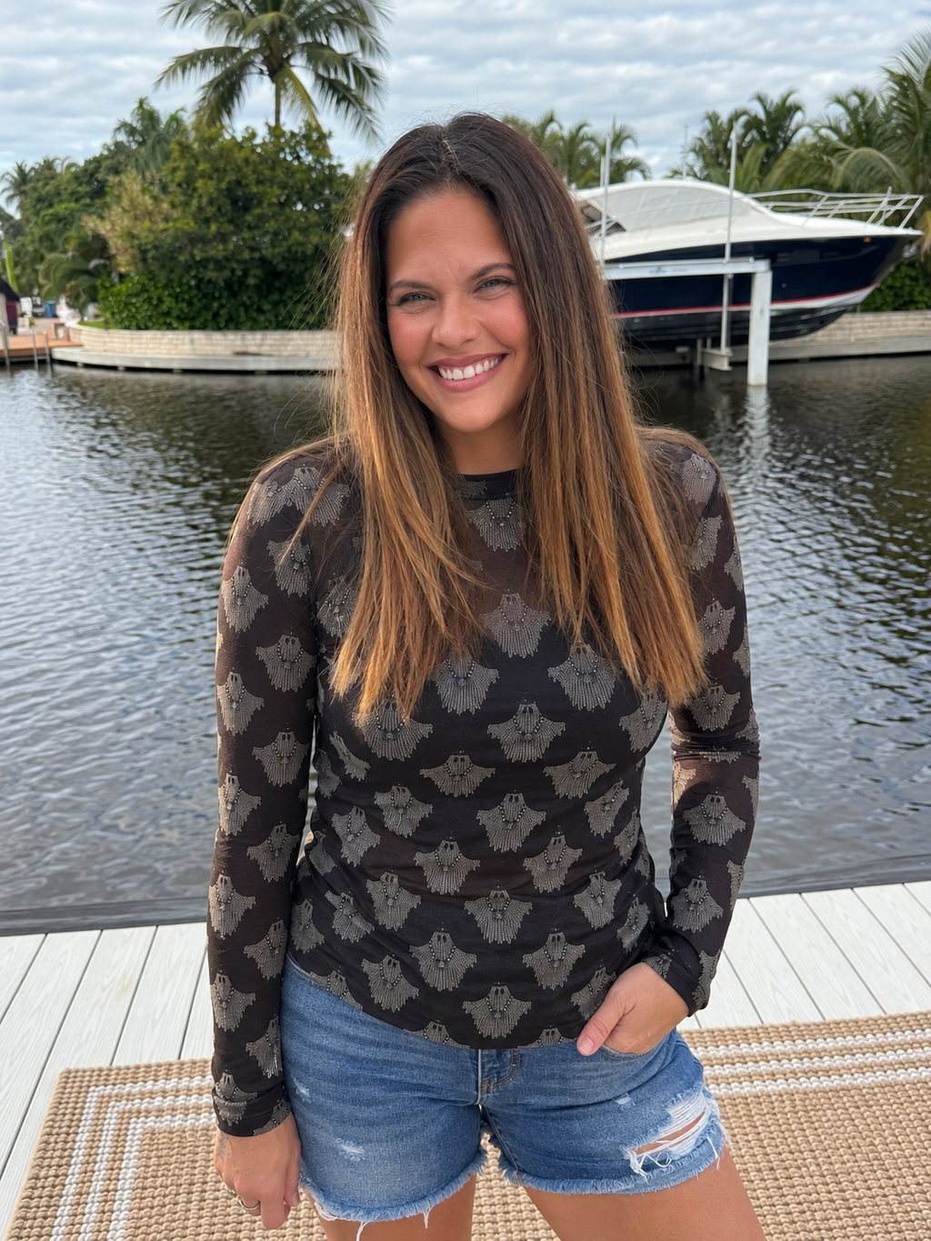 Ghosted In Turquoise Mesh Top by Sterling Kreek (Ships 2-3 weeks)