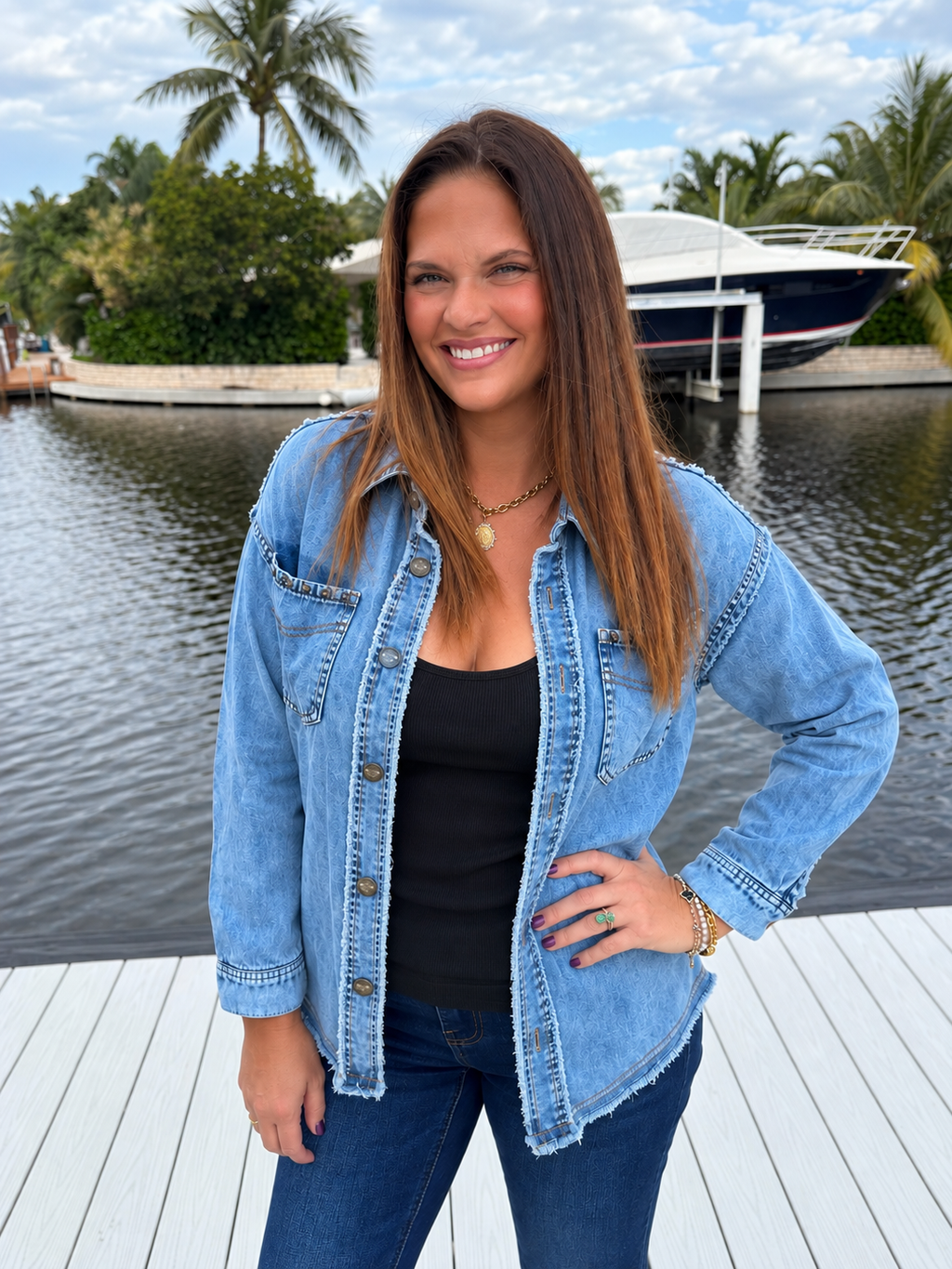 Studded Denim Shacket by Sterling Kreek (Ships 2-3 weeks)