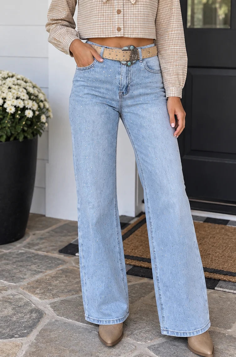 PREORDER: A Little Extra Sparkle Wide Leg Jeans (ETA: November)