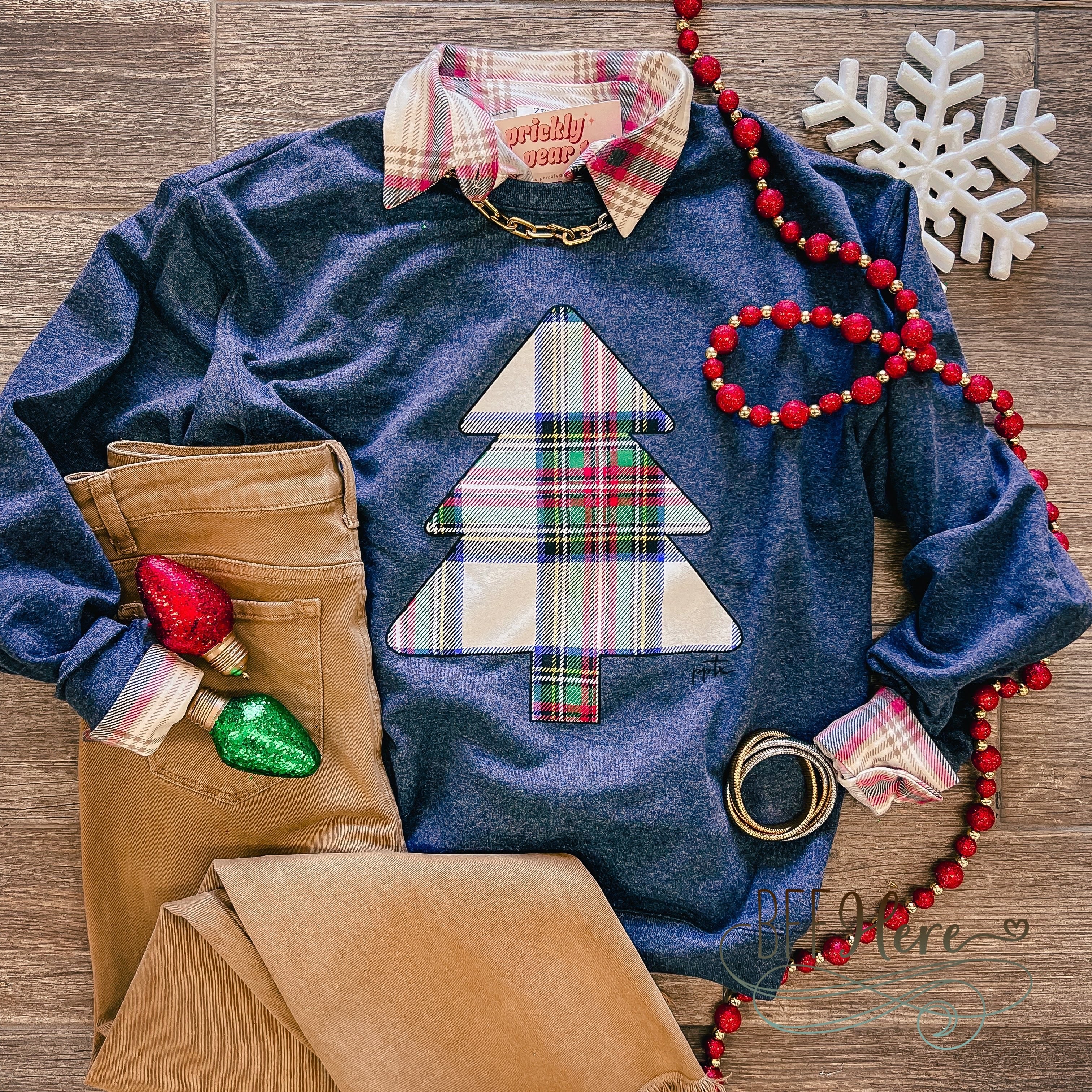 Highland Pine Plaid Tree Sweatshirt - BFF Here
