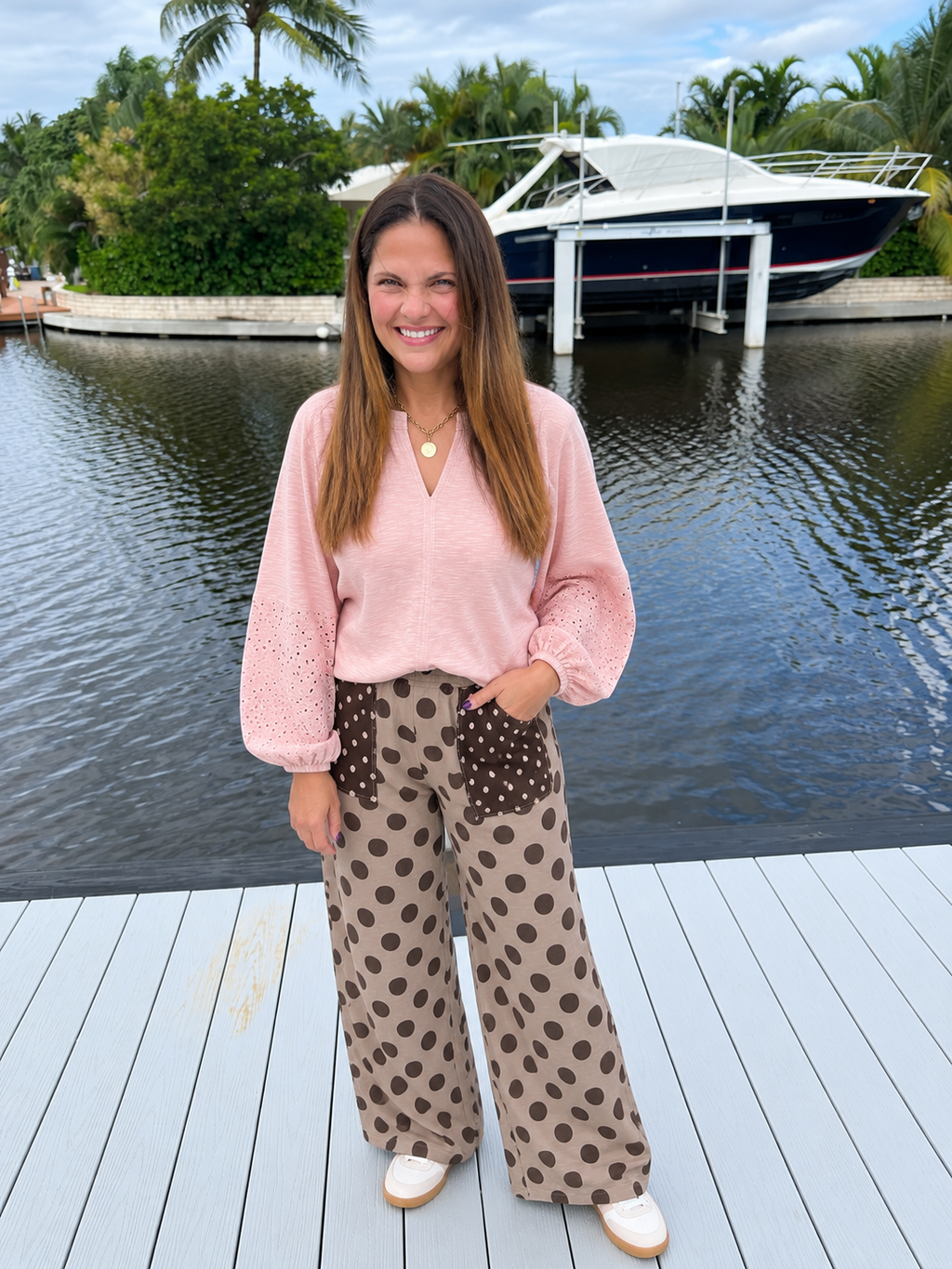 PREORDER: Dot to Dot Contrast Pocket Wide Leg Pants (ETA: November)