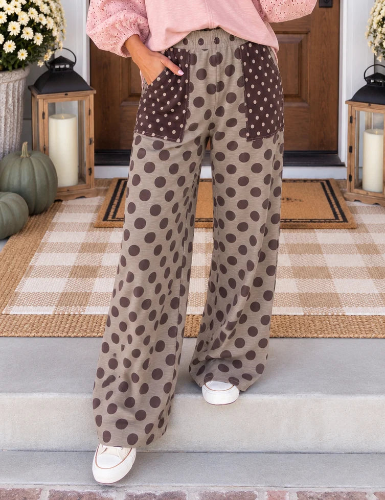 PREORDER: Dot to Dot Contrast Pocket Wide Leg Pants (ETA: November)