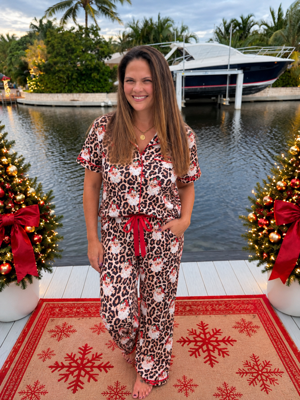 Santa Safari Chic Ruffle Pajama Set by Jess Lea - BFF Here