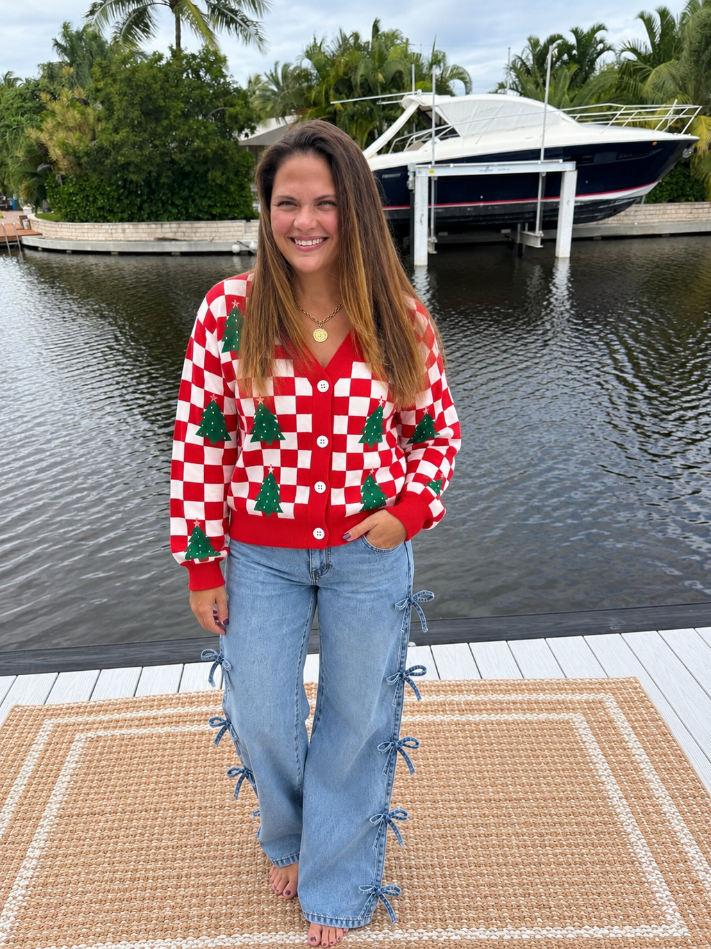 PREORDER: Oh Christmas Tree Checkered Cardigan (ETA: November)