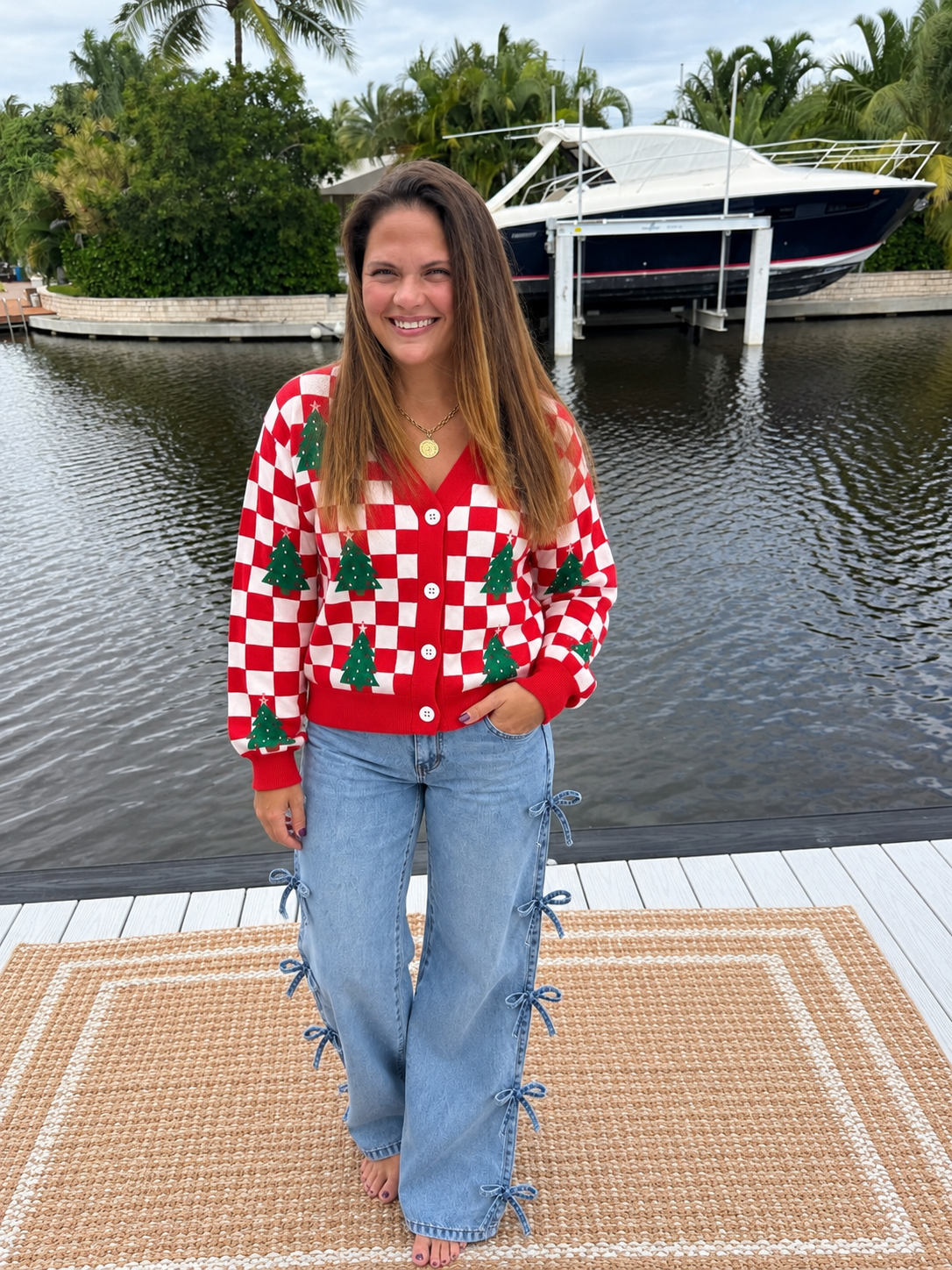 PREORDER: Oh Christmas Tree Checkered Cardigan (ETA: November)