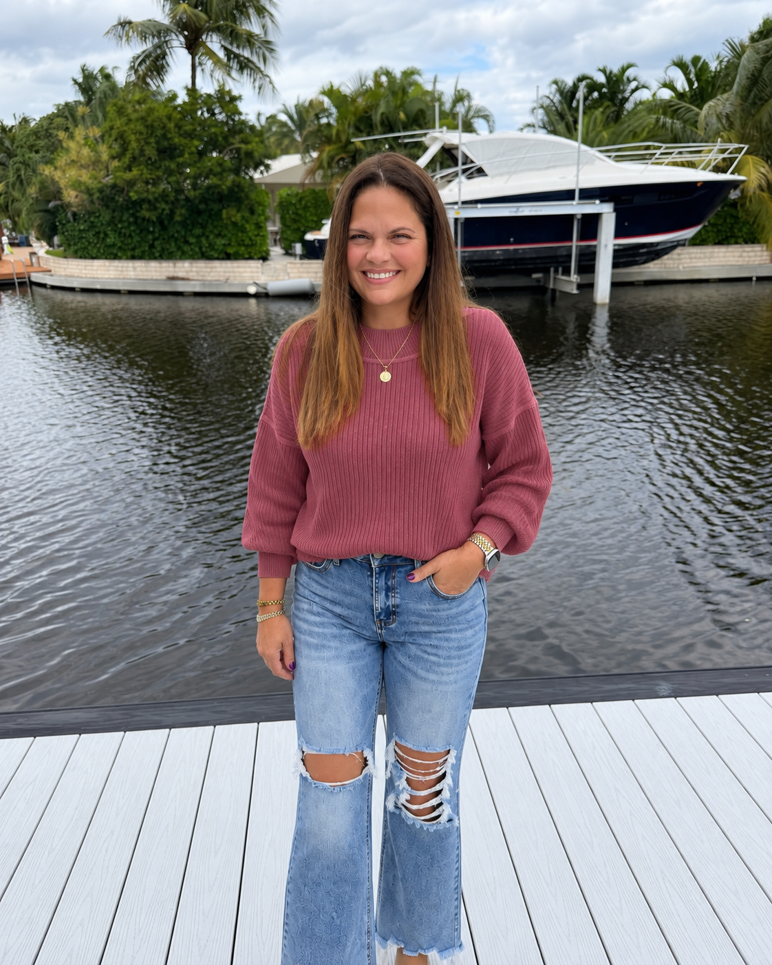 PREORDER: The Rosy Outlook Ribbed Sweater (ETA: November)