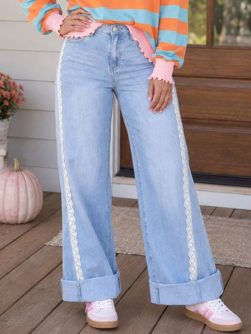 PREORDER: Lace Me Up Wide Leg Jeans (ETA: November)