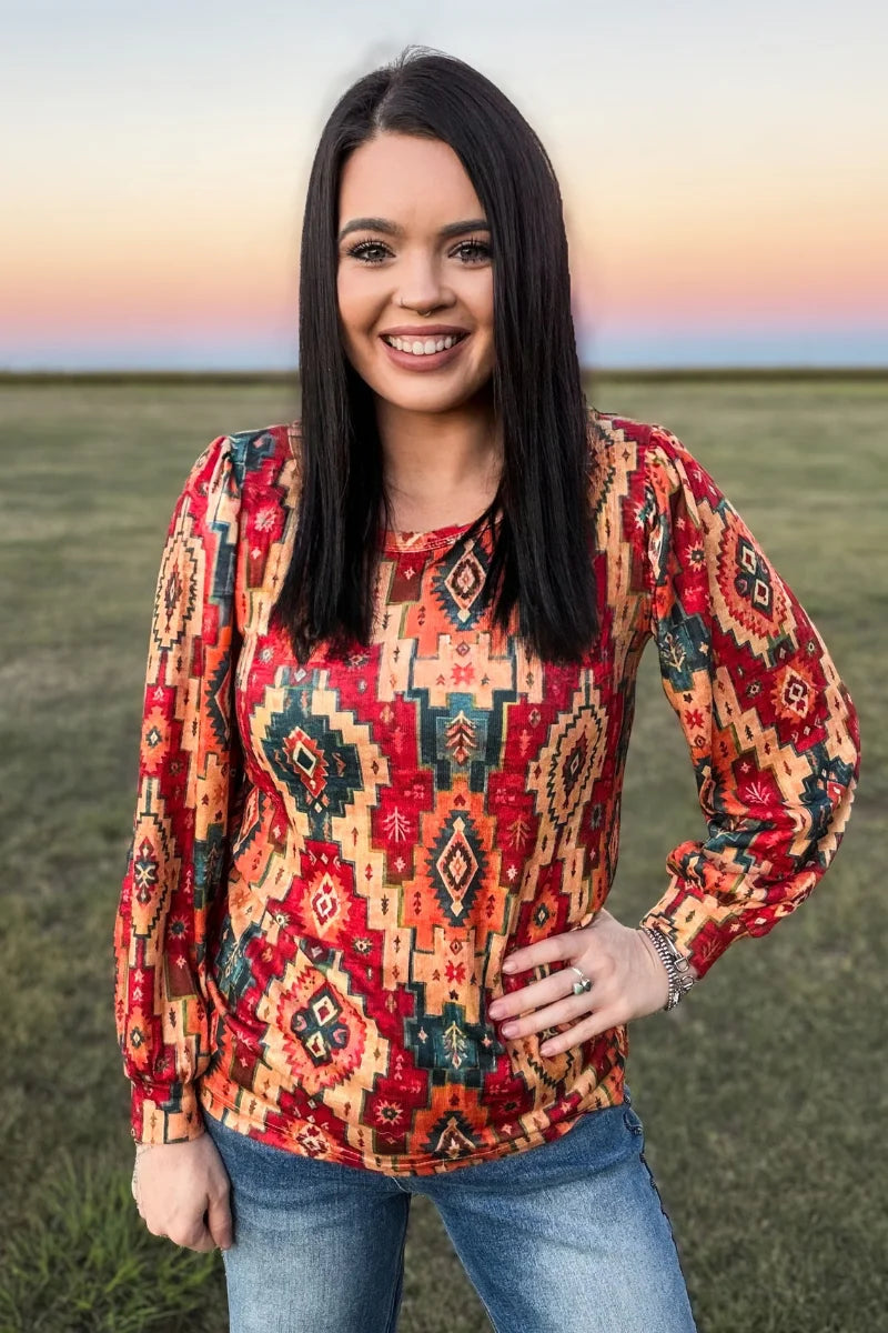 Ranch Road Aztec Top by Sterling Kreek (Ships 2-3 weeks)