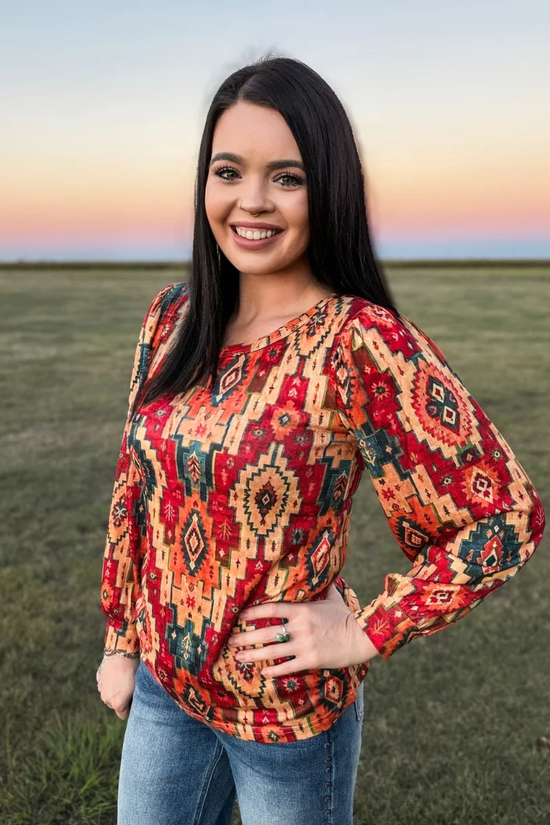 Ranch Road Aztec Top by Sterling Kreek (Ships 2-3 weeks)