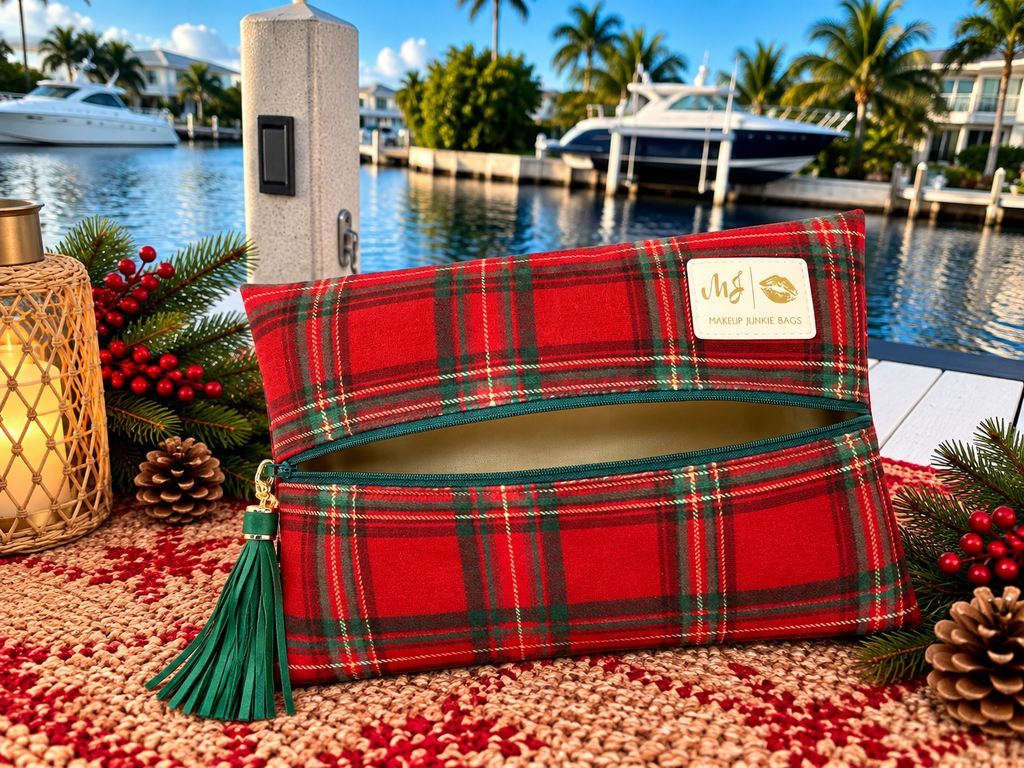 PREORDER: Very Merry Plaid by Makeup Junkie Bags (ETA: 4-6 weeks)