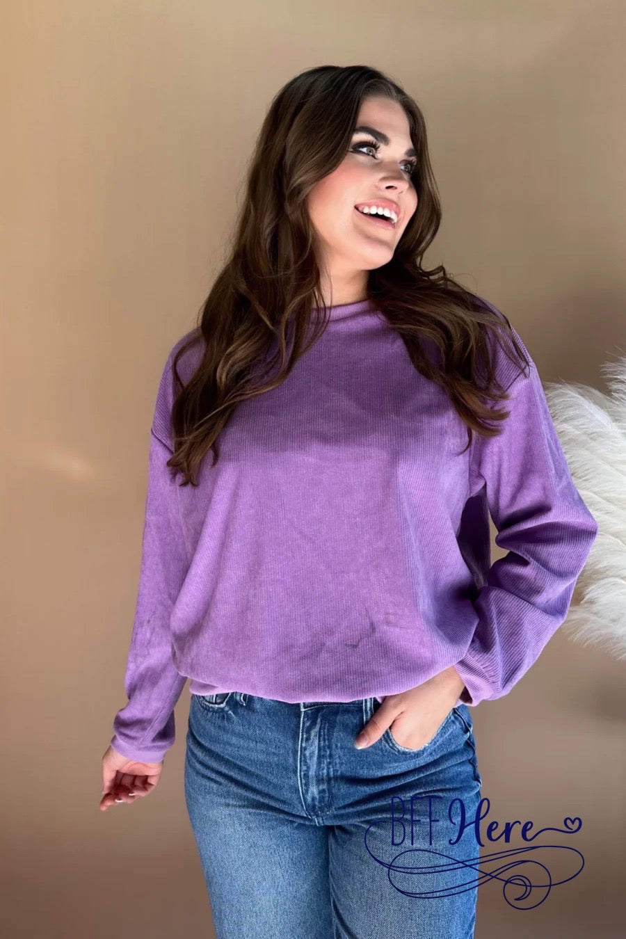 Beckham Corded Velvet Pullover / Lavender - BFF Here