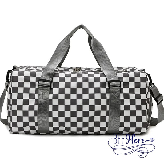 Check-In Chic: The Ultimate Checkered Duffle Delight / Choice of Color - BFF Here